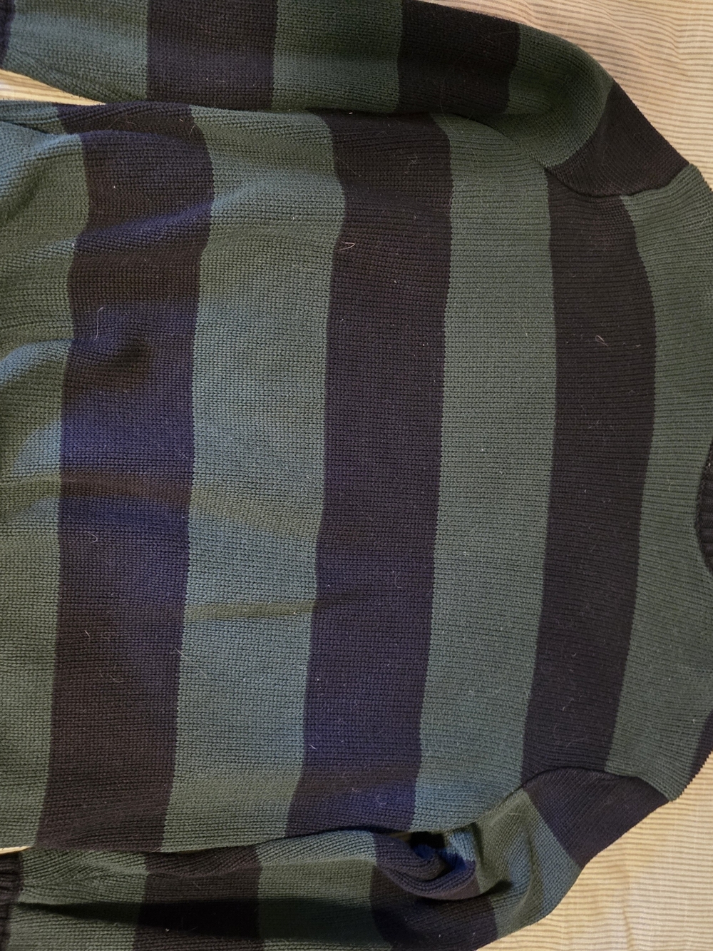 PacSun Green and Black Striped Crewneck Sweater